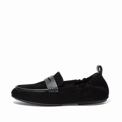 Fitflop Allegro Suede Penny - Loafer Damen - Schwarz (IJL146029)